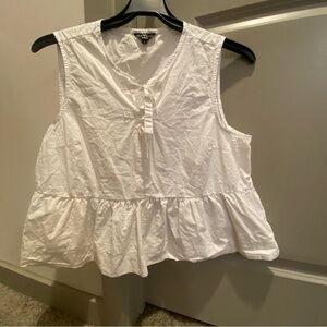 White Sleeveless Ruffle Top